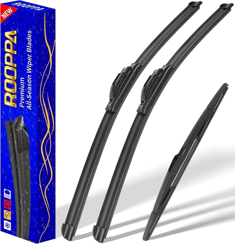 Rooppa 3 wipers Replacement for 2007-2014 Ford Edge/2007-2015 Lincoln MKX, Windshield Wiper Blades Original Equipment Replacement - 26"/20"/14" (Set of 3) U/J HOOK - Image 1